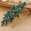 Crystals Hair Comb for Bride for Women for Girls Cute Teardrop Hair Comb Slide Multi-Color peacock blue view 1