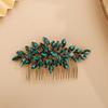 Crystals Hair Comb for Bride for Women for Girls Cute Teardrop Hair Comb Slide Multi-Color peacock blue view 2