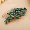 Crystals Hair Comb for Bride for Women for Girls Cute Teardrop Hair Comb Slide Multi-Color peacock blue view 3
