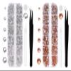 White and Champagne Flatback Rhinestones for Nail Craft,Makeup,Gemstones Rhinestones with Tweezers and Picking Pen view 1