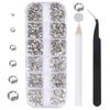 White and Champagne Flatback Rhinestones for Nail Craft,Makeup,Gemstones Rhinestones with Tweezers and Picking Pen view 2