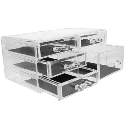 minkissy Makeup Organizer Desktop Cosmetic Holder for Efficient Storage Stackable Drawer Design for Cosmetics Jewelry and Makeup Pads Tidy up Your Vanity Countertop