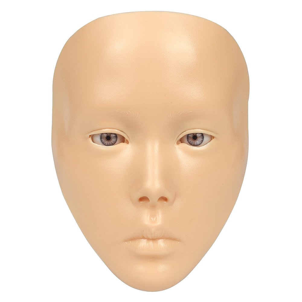Bueuo Makeup Practice Face, 5D Reusable Silicone Make up Practice Board Mannequin Face with Makeup Brushes Sponge Set and Eyeshadow Board Kit for Emerging Artist, Girl's Gift, Yellow