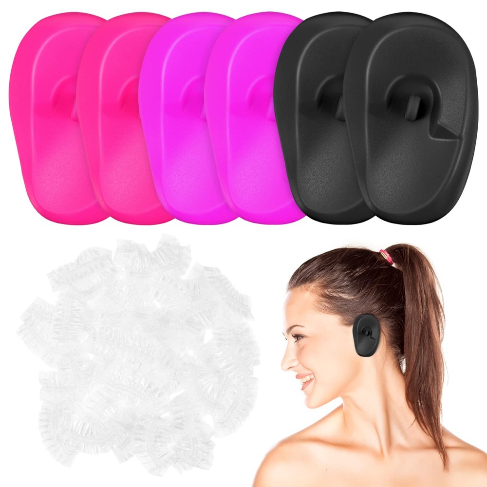 Lurrose 200pcs Disposable Ear Covers 6pcs Hair Dye Ear Cover Hair Dye Earmuffs Clear Ear Shower Caps for Hair Dye Shower Spa