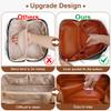 Cessfle Large Capacity Travel Cosmetic Bag Plaid Checkered Makeup Bag Portable Leather Waterproof Skincare Bag with Handle and Divider for Women 01-Brown view 4