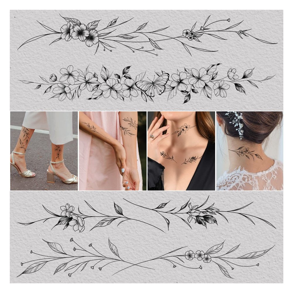 Cerlaza Tiny Temporary Tattoos for Women Girls, Realistic Fake Tattoos That Look Real and Last Long for Adult, Waterproof Hand Tattoos Stencils Stickers for Body Art-12 Sheets
