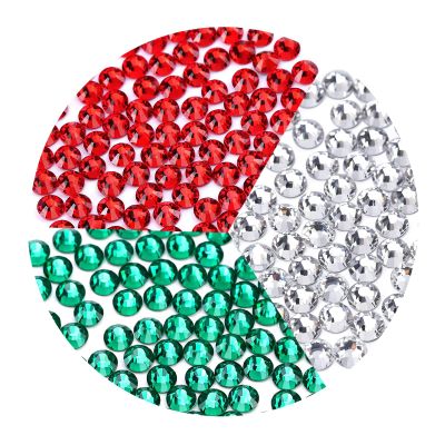 4320 Pieces Rhinestones for Christmas Decoration Flatback Glass Crystal Red Clear Green Rhinestone for X-mas Crafts DIY Nails Makeup Face Clothes Shoes(SS16,4MM)