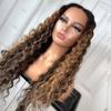 13x4 Lace Frontal Wig Curly Human Hair Wig Highlight 1B27 Colored Pre Plucked HD Transparent Lace Wig for Black Women Bleached Knots Brazilian Remy Hair With Baby Hair 150% Density 22 Inch view 2