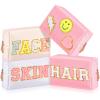 Sanwuta 4 Pcs Hair Face Skin Travel Bag Set Preppy Makeup Pouch PU Leather Skincare Bag Waterproof Cosmetic Organizer Birthday Christmas Gifts(White, Pink, Beige,Fresh Style) view 1
