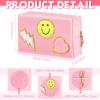 Sanwuta 4 Pcs Hair Face Skin Travel Bag Set Preppy Makeup Pouch PU Leather Skincare Bag Waterproof Cosmetic Organizer Birthday Christmas Gifts(White, Pink, Beige,Fresh Style) view 2
