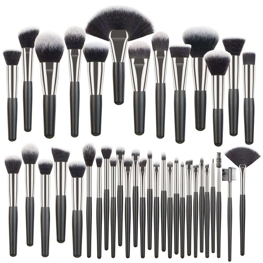 Feiyxu Makeup Brush Set 40 Pcs Professional Make-up Brush Wooden Handle Cosmetic Brush Foundation Powdery Eye Makeup Makeup Set,Eyeliner Brushes