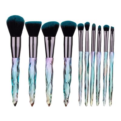 Feiyxu Makeup Brush Set 10PCS Crystal Makeup Brushes Set Cosmetic Beauty Powder Brush Concealer Eye Shadow Complete Makeup Kit (Color : Green)