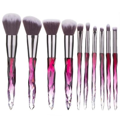 Feiyxu Makeup Brush Set 10PCS Crystal Makeup Brushes Set Cosmetic Beauty Powder Brush Concealer Eye Shadow Complete Makeup Kit (Color : Red)