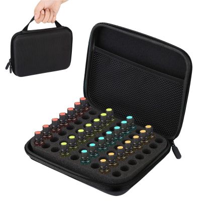 63 Slots Portable Essential Oil Storage Bag EVA Aromatherapy Essential Oil Storage Anti-Crash Case Storage Box for Home Traveling Moving House(Black)