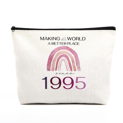 30th Birthday Gifts for Her Makeup Bag 30th Birthday Decorations for Women Boho Rainbow 30 Year Old Birthday Gifts for Women Her Daughter Sister Bestie Making The World A Better Place Since 1995