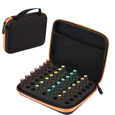 63 Slots Portable Essential Oil Storage Bag EVA Aromatherapy Essential Oil Storage Anti-Crash Case Storage Box for Home Traveling Moving House(Orange)