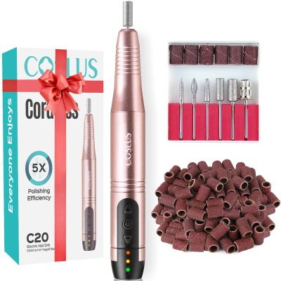 COSLUS Cordless Nail Drill Electric File: Professional for Acrylic Gel Dip Powder Nails Portable Nail Drill Machine Kit for Manicure Pedicure Nail Set with Everything Rechargeable Lightweight