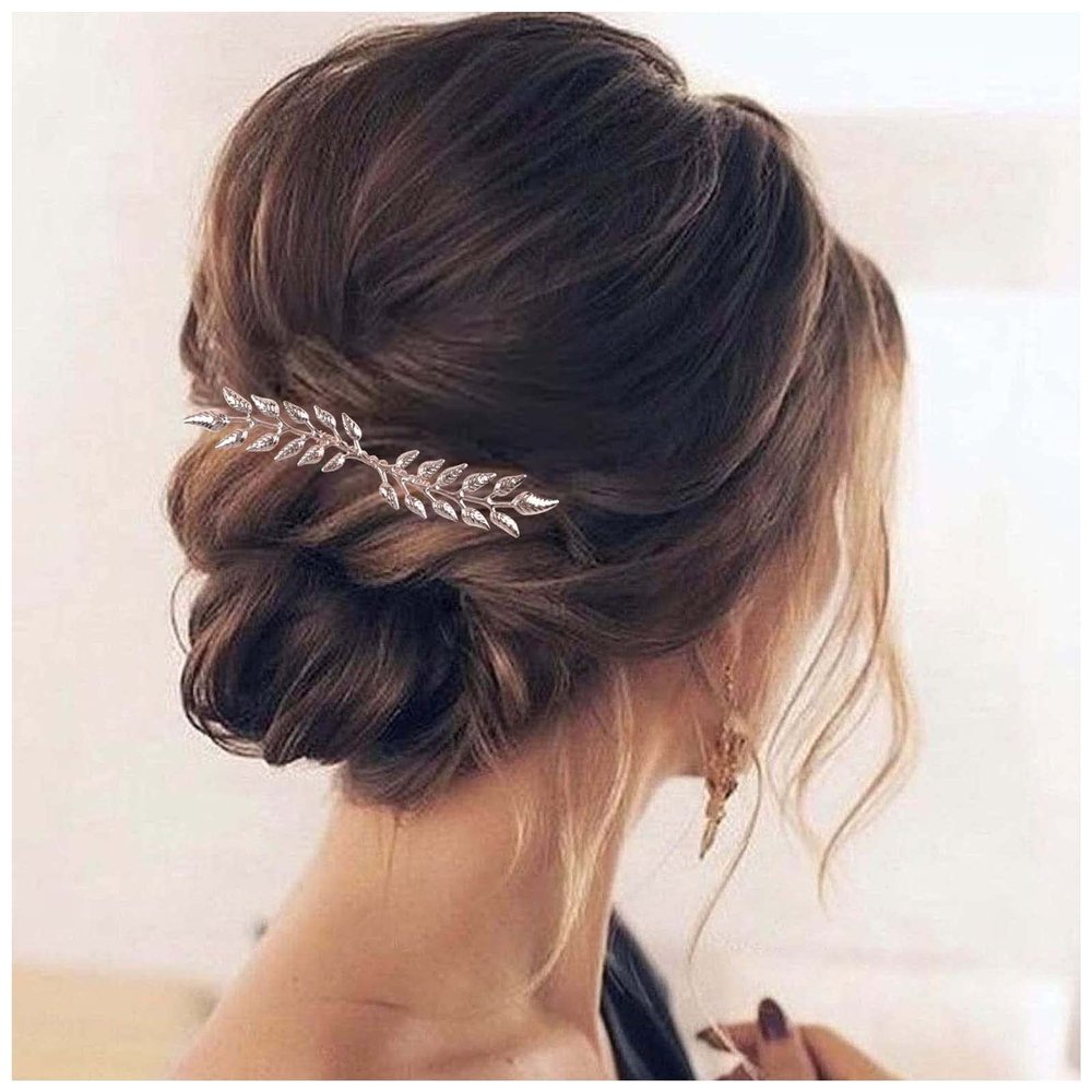Yheakne Leaf Wedding Hair Comb Gold Hair Comb Barrette Metal Bridal Hair Clips Headpieces Decorative Head Comb Headwear Branch Leaf Hair Piece Bride Hair Accessories for Women and Girls (Gold)