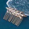Yheakne Boho Leaf Hair Comb Gold Hair Comb Barrette Metal Leaf Side Comb Headpieces Decorative Head Comb Headwear Branch Leaf Hair Piece Bride Hair Accessories for Women and Girls (Gold) view 3