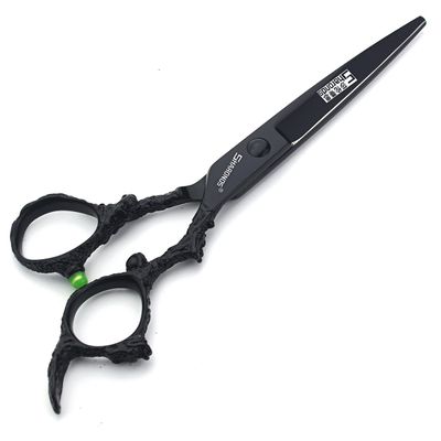 AXEMOORE 6 Inch Hair Stylist Barber Scissors, Black, 440C Stainless Steel, Ergonomic, Compact