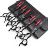 6+7 inch hair stylist barber scissors black plate dragon 440C hairdressing cutting scissors+thinning scissors (5PC) view 2