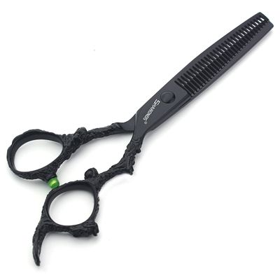6 inch hair stylist barber scissors black plate dragon 440C hairdressing cutting scissors+thinning scissors (6 inch thinning)