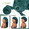 BONNET QUEEN Braid Bonnet Silk Bonnet Foldable Extra Long Wrap for Braids Satin Bonnets with Tie Band Long Sleep Cap, Dark Green view 3