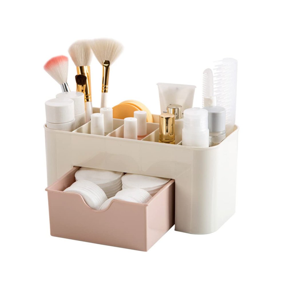 KUYYFDS Cosmetic Organisers, Makeup Organizer Stackable Cosmetic Storage with Drawers Vanity Table Bathroom Countertop Office Desk Organizer for Pens Jewelry Display (Pink)
