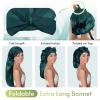 BONNET QUEEN Bonnet for braids Silk Bonnet Extra long satin bonnet For Sleeping Hair Bonnet For Locs With Tie Band Darkish Green view 2