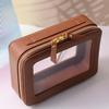 SANHECUN Toiletry bag waterproof cosmetic organizer with handle large opening for travelling car organizer (Brown) view 2