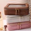 SANHECUN Toiletry bag waterproof cosmetic organizer with handle large opening for travelling car organizer (Brown) view 4