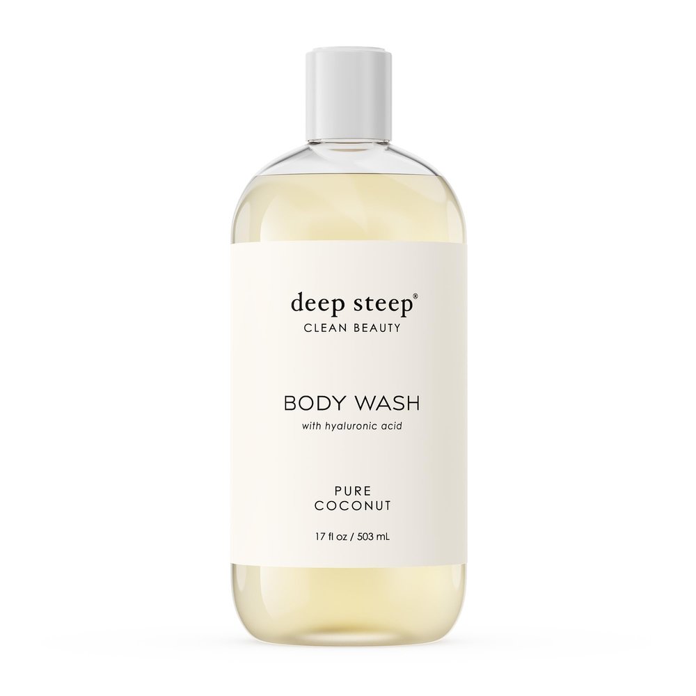 Deep Steep Body Wash, Pure Coconut, 17 oz Hydrating Shower Gel with Hyaluronic Acid, Shea Butter, Aloe Vera & Argan Oil Vegan, Clean Beauty, Clean & Refreshed Skin