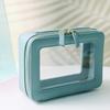 SANHECUN Toiletry bag waterproof cosmetic organizer with handle large opening for travelling (Blue) view 2