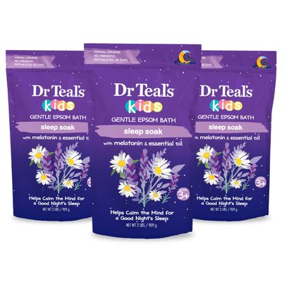 Dr Teal's Kids Gentle Epsom Salt, Sleep Soak with Melatonin & Essential Oil Blend, 2 lbs (Pack of 3)