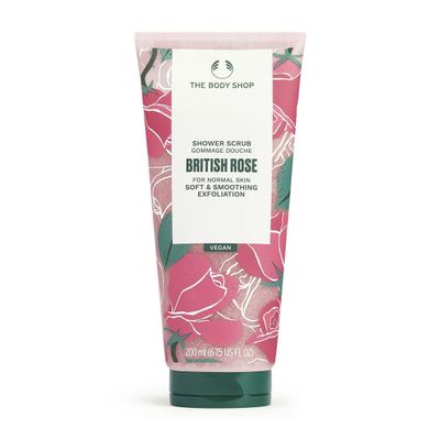 The Body Shop British Rose Shower Scrub - Soft & Smooth Exfoliation For Normal Skin - Vegan - 6.75 Fl Oz