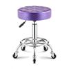 ZHOUXIAO Rolling Swivel Massage Salon Stool with Wheels and Thicker Seat Padding, Adjustable Height PU Leather Bar Stool Office Shop Stool with Footrest SPA Stool Hairdressin Purple view 1