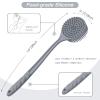 Manmihealth Silicone Back Scrubber(Thick Bristles) & Soft Bath Glove Set, Super-Exfoliating Body Scrubber & Super-Lathering Shower Brush Combination, with a Free Hook.(Gray) view 2