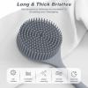 Manmihealth Silicone Back Scrubber(Thick Bristles) & Soft Bath Glove Set, Super-Exfoliating Body Scrubber & Super-Lathering Shower Brush Combination, with a Free Hook.(Gray) view 3