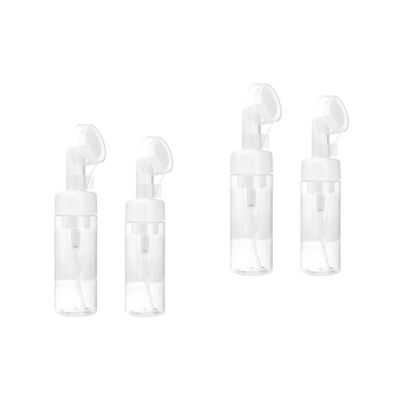 4 pcs Silicone Dispenser Plastic Ml Transparent Foaming Brush Container Liquid with Ml/Bottles Soap Bottle Suing Shampoo Press Foam Face Empty Shower Head Facial Clean