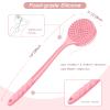 Manmihealth Silicone Back Scrubber(Thick Bristles) & Soft Bath Glove Set, Super-Exfoliating Body Scrubber & Super-Lathering Shower Brush Combination, with a Free Hook.(Pink) view 2