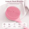 Manmihealth Silicone Back Scrubber(Thick Bristles) & Soft Bath Glove Set, Super-Exfoliating Body Scrubber & Super-Lathering Shower Brush Combination, with a Free Hook.(Pink) view 3