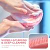 Manmihealth Silicone Back Scrubber(Thick Bristles) & Soft Bath Glove Set, Super-Exfoliating Body Scrubber & Super-Lathering Shower Brush Combination, with a Free Hook.(Pink) view 4