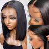 13x6 Brazilian Straight Short Bob Wig HD Transparent Lace Front Human Hair Wigs For Women Pre Plucked With Baby Hair Natural Hailine Glueless Straight Short Wig 150% Density 10Inch view 3