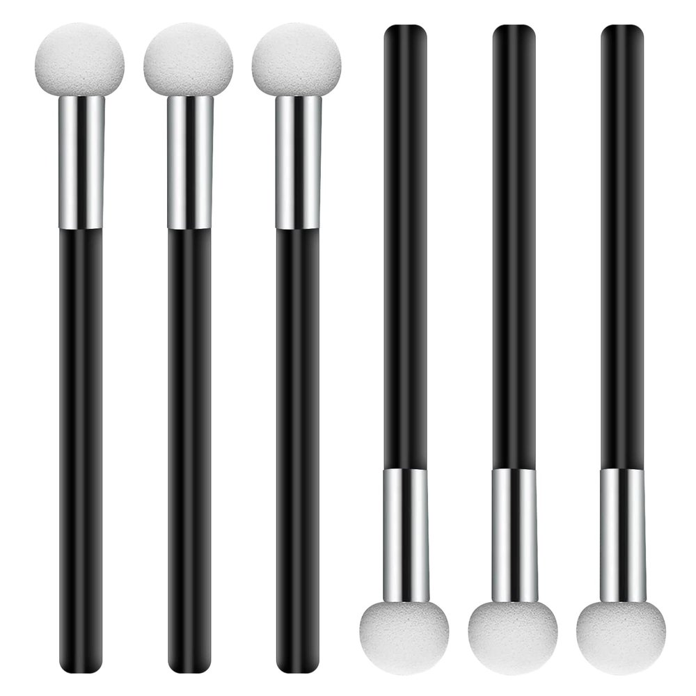 6 Pcs Foundation Sponge Powder Brush Makeup Puff Sponge with Handle Mushroom Makeup Sponges Concealer Sponge Makeup Brush Eye Makeup Applicator Eyeshadow Brushes for Women Girls (Black)