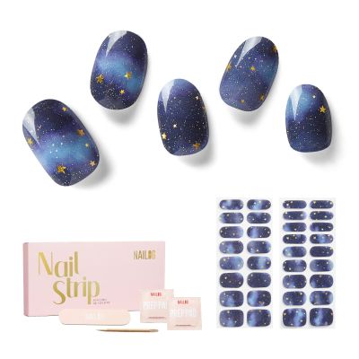 NAILOG Semi Cured Gel Nail Strips 34Pcs Gel Nail Stickers - Starry Night