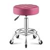ZHOUXIAO Rolling Swivel Massage Salon Stool with Wheels and Thicker Seat Padding, Adjustable Height PU Leather Bar Stool Office Shop Stool with Footrest SPA Stool Hairdressin red view 1
