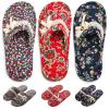 3 Pairs Floral Cotton House Slippers for Women, Open Toe Indoor Slippers Comfortable Washable Portable Foldable Guest Travel Hotel Airplane Spa Slippers view 1