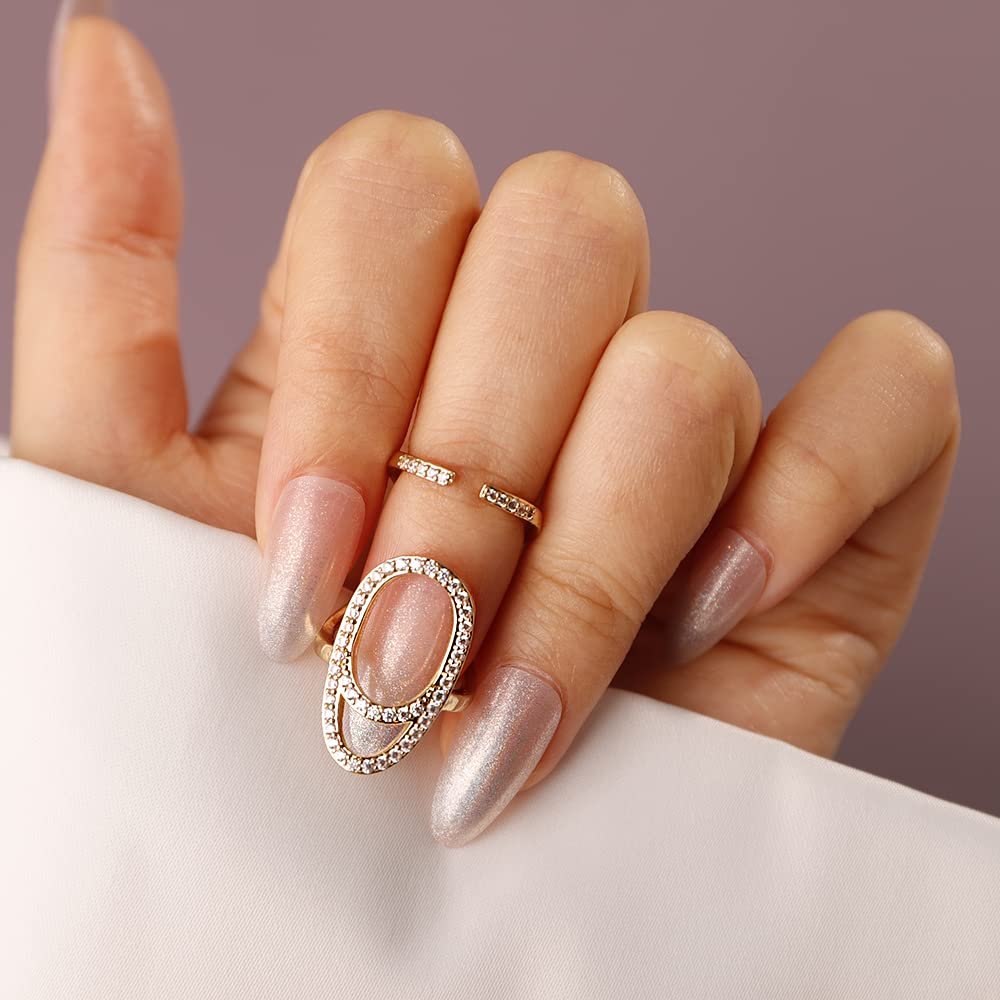 Rumtock Women Manicure Nail Cap Statement Crystal Beads Ring Jewelry for Women Girls