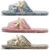 biroris 3 Pairs Floral Cotton House Slippers for Women, Open Toe Indoor Slippers Comfortable Washable Portable Foldable Guest Travel Hotel Airplane Spa Slippers view 2