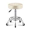 ZHOUXIAO Rolling Swivel Massage Salon Stool with Wheels and Thicker Seat Padding, Adjustable Height PU Leather Bar Stool Office Shop Stool with Footrest SPA Stool Hairdressin White view 1